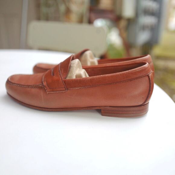 EUC G.H.Bass Weejuns Logan Classic Natural Tan Leather Slip On Penny Loafer 10.5 - Picture 12 of 14